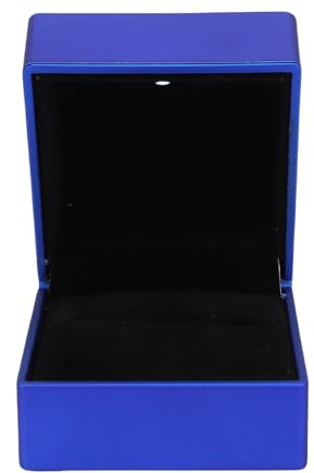 Annadue LED Ring Box mit Licht, LED -Ringschmuck Geschenkbox Ringkoffer für Heiratsantrag, Hochzeit, Verlobung, 6,5 * 6 * 5 cm (Blue)