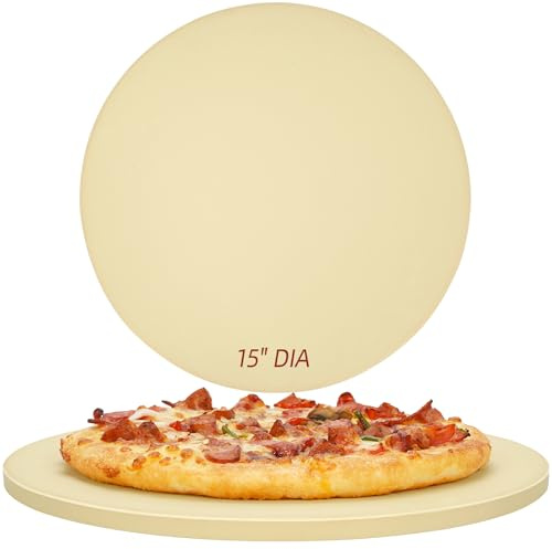 Permade Runder Pizzastein für Grill und Backofen - 38 cm großer Backstein, robuster Cordierit-Pizzastein für Brot, Kekse, thermisch schockresistenter Grillen, Kochstein für die Herstellung von