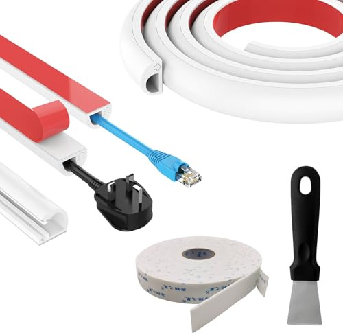 DifenzuSJ 3M Silikon Kabelkanal Weiß Selbstklebend, Flexibler Kabelschacht Halbrund für EIN Kabel, Kabelabdeckung für Wand/TV/Decke/Boden/Fußleisten, Cable Hider für Netzkabel/Lampenkabel
