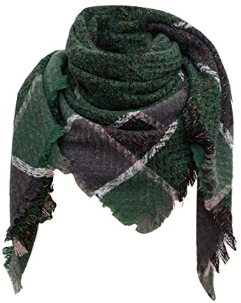 Strickschal Damen- Schals & TüCher FüR Damen Herbst Winter Schal Klassischer Quastenschal Karoschal Warm Weich Grober GroßEr Deckenschal Stola