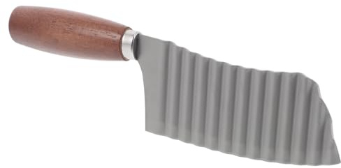 jojofuny Coupe-frites Ménager Acier Inoxydable avec Lame Ondulée, Hachoir Manuel Cuisine, Trancheuse Crinkle pour Pommes de Terre et Légumes, Poignée en Bois Ergonomique, Gadget la Cuisine