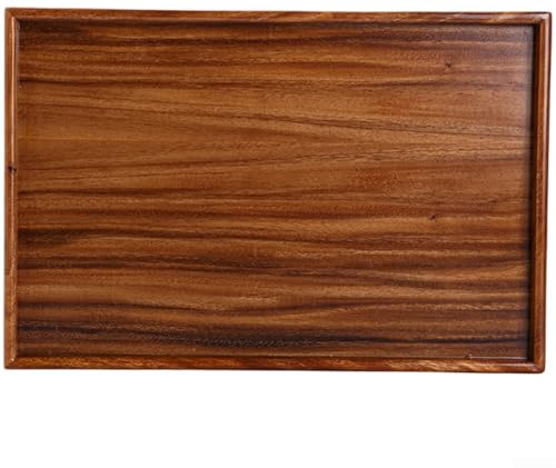 Yelvera Vassoio da portata in legno di noce di alta qualità, progettato per tè, caffè e snack, con texture liscia e comodi punti di presa (45 x 35 x 2,6 cm)