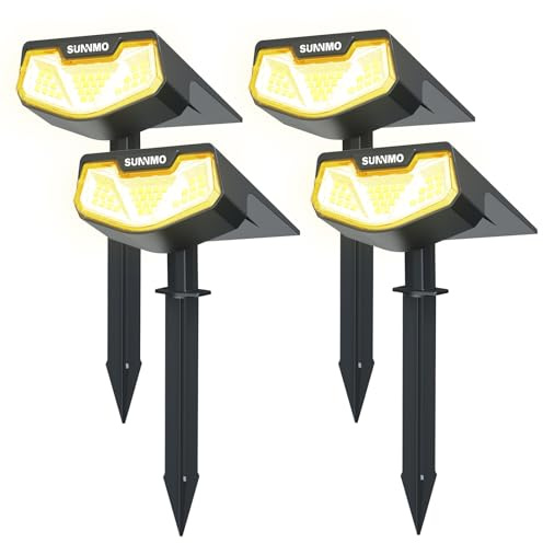 SUNNMO Solarlampen für Außen Garten, Solarstrahler für Außen sehr Hell 32 LED, Solarleuchten Garten Winterfest IP65 Wasserdicht, Gartenbeleuchtung Solar Gartenleuchten Strahler 3000K Warmweiß, 4 Stück