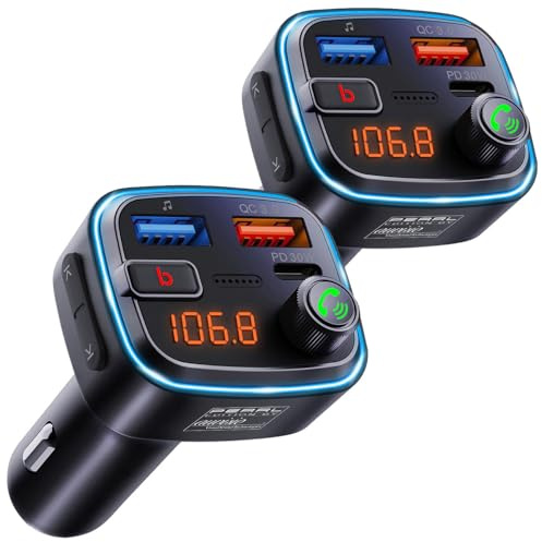 auvisio Auto-FM-Transmitter: 2er-Set Kfz-FM-Transmitter, Bluetooth, 12/24 V, PD, 45W, Freisprecher (Autos, Freisprech-Kfz-Adapter Wireless, Navigation)