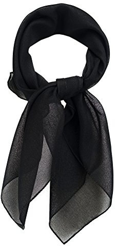 TigerTie Feines Damen Chiffon Nickituch in schwarz einfarbig Uni - Größe 58 cm x 58 cm - Tuch Halstuch Schal