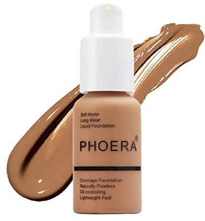 Glamza PHOERA Foundation Concealer-Makeup, voll abdeckend, aufhellend, lang anhaltend (107 Honey)