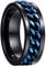 NUNCAD Spinner Ringe für Männer Schwarz Wolframcarbid Unisex Partner Ring mit Blau drehbare Ketten Inlay als Freundschaftsringe Hochzeitsring Verlobungsringe Größe 58 (18.5)
