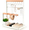 PAMANO Jewellery Stand Holder, 4-Tier Necklace Hanging Wooden Ring Organizer Earring Tray, 8 Hooks 12 Earring Holes Storage Necklaces, Bracelets, Rings and Watches on Desk Tabletop