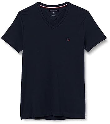 Tommy Hilfiger CORE STRETCH SLIM V-NECK TEE Kurzarm T-Shirts Herren, Blau (Desert Sky), S