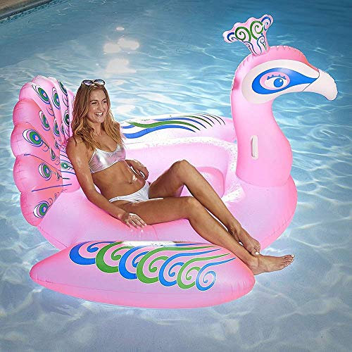 Luftmatratze Pool Schwimmring Erwachsene Luftbetten Aufblasbare Pfau schwimmende Entwässerung an der aufblasbaren Halterung ist for den Umweltschutz bequem zum Abkühlen im Pool