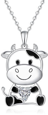 Kuh Kette für Damen 925 Sterling Silber Kuh Anhänger Halskette Kuh Schmuck Geschenke für Mädchen Freund (A-Kuh)