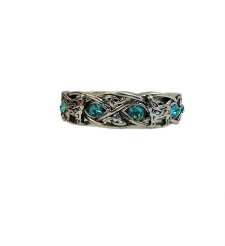 Wolfsring für Männer, Retro-Wolfs-Totemringe, Topas-Strass-Kreuzlinienring, nordischer Wikinger-Wolfsring, Wolf-Siegelringe, Amulettring, Punkring, Tierwolfschmuck für Männer Jungen (21.4)