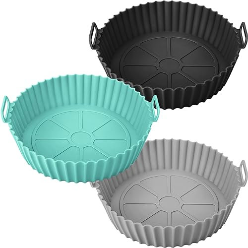 Air Fryer Liners, 3 Pack Reusable Silicone AirFryer Liners, Air Fryer Accessories, Kitchen Accessories Replacement for Disposable Parchment Paper Liner, Compatible with Ninja, Tower, COSORI