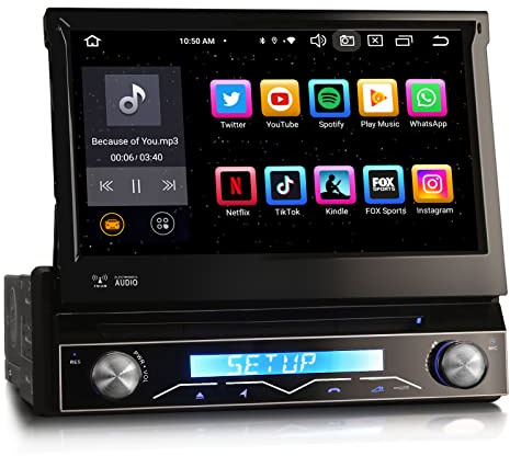 Erisin 7 Zoll 8-Kern Android 16 4GB+64GB Abnehmbar 1Din Universal DVD Autoradio mit GPS Navi HD Touchscreen Integriertes Kabelloses CarPlay Android Auto Bluetooth DSP OBD2 TPMS DVB-T2 DAB+ WiFi USB