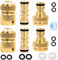 Kazaigou 6 Pack Brass Garden Hose Quick Connector Kit, 2 Double Male, 2 Hose End, 2 Tap Connector 1/2'' & 3/4'' 2-in-1 Faucet Adapter