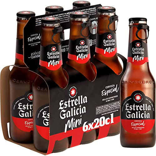 ESTRELLA GALICIA Mini cerveza rubia Especial pack 6 botellas 20 cl