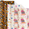 Holijolly Geburtstag Verpackung Papier Rolle.Mini Rolle -Leopard/ Happy Birthday Kuchen/Stern für Mädchen, Jungen, Kinder, Erwachsene, Freunde auf 43.2 cm X 3.05 m, 3 Rollen (42.5 sq.ft.ttl.)