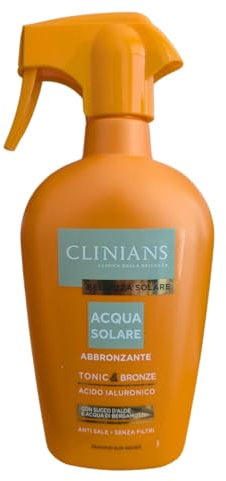 CLINIANS | Acqua Solare Abbronzante Tonic & Bronze, con Succo d'Aloe, Acqua di Bergamotto e Acido Ialuronico, 450mL