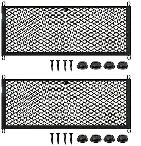Emiif Lot de 2 Filets de Rangement pour Camping-Car, Coffre avec Cadre en Plastique, Sac de Rangement en Maille pour Caravane, Camping-Car, Bateau, Camion - 25 x 60 cm