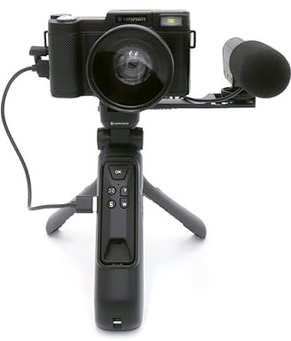 AGFA PHOTO Realishot VLG-4K Kit Vlogging - Cámara 24MP, Video 4K, Pantalla LCD 3’’, Zoom Digital 16X, Sensor CMOS, Batería de Litio - Negro