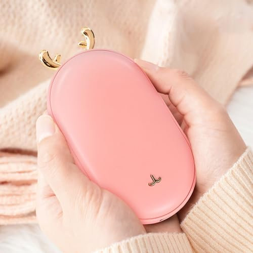 Elch Handwärmer Wiederaufladbar,Tragbar Taschenwärmer Elektrisch Handwärmer Rosa Handwärmer mit 3 Wärmestufen Wintergeschenke für Frauen Mann Familien Outdoor-Sportarten Mädchen