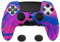 PlayVital Anti-Rutsche Hülle für ps5 Edge Controller,Case Schutzhülle Hülle Skin aus weichem Gummi mit 6 Stück Stick Kappen für PS5 Edge Wireless Controller(Guardian Edition,Rosa, Lila und Blau)