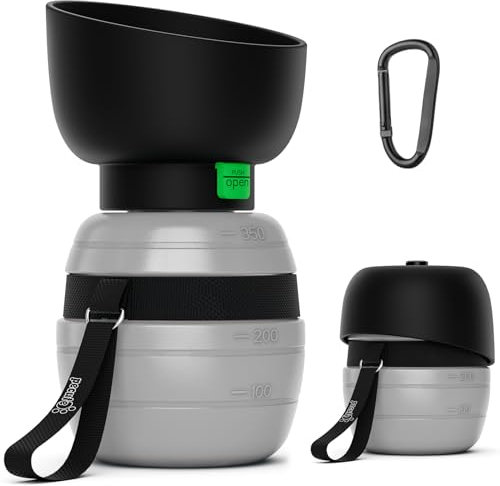 Pecute Botella de Agua para Perros con Cuenco de Agua Plegable 350ML,Bebedero Perro Portatil Antigoteo Cuencos de Agua para Mascotas Que Viajan