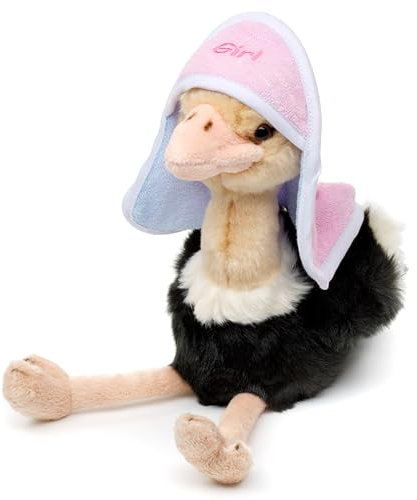 Uni-Toys - Strauß mit wendbarer Haube - Boy/Girl - Baby-Shower-Party Geschenk - 28 cm (Höhe) - Plüschtier, Kuscheltier