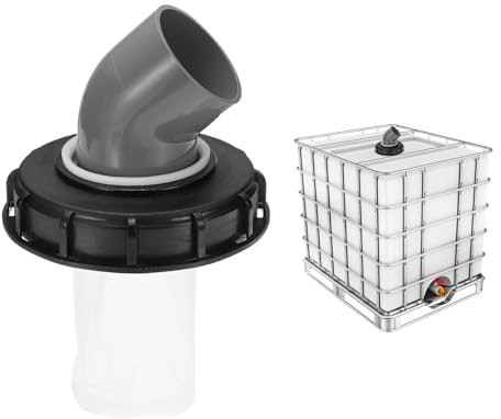 PATIKIL 45° IBC Lid Filter Cover 163mm Plastic Ton Barrel Cover with Washable Nylon Filter IBC Tote Hose Adapter IBC Tank Container for Rainwater Tank Rain Tank 1000L IBC Tank, Black Gray