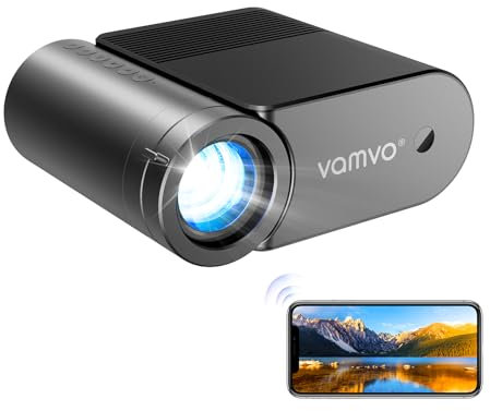 Vamvo Proiettore portatile, Videoproiettore WiFi 1080P 200” Movie Projector, Proiettore all'aperto con design elegante e snello, compatibile con telefono/tablet/laptop/TV Stick