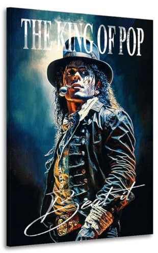 Kunstgestalten24 | Michael Jackson Musik Leinwand-Bild | Leinwandbild mit Echtholz-Keilrahmen | Wandbild Gemälde Kunst Art | Hochwertige Kunstdrucke | XXL Bilder auf Leinwand