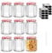 DYUEE Glass Jam Jars Set of 9 with Red Gingham Lid, 280ml/9oz Hexagonal Storage Glass Jars with Stickers and Pens for Marmalade, Chutney, Jam, Pickle