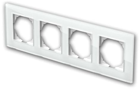 LOGIQ Glasrahmen PRIME, 4-fach, 305x92x10mm, für Lichtschalter oder Steckdose, Farbe weiß, Abdeck-Rahmen für Längs- und Quermontage