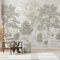 Vintage Wald Fototapete Selbstklebend 375x250cm Beige Landschaft Abziehen und Aufkleben Große Natur Woodland Murals Leinwand Wanddekoration