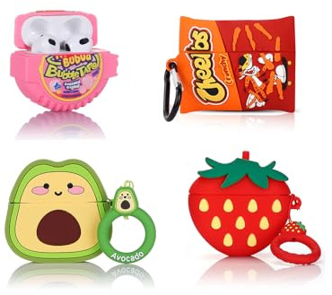 (4 Packung) Hülle für AirPods 3rd Erzeugung Ohrhörer(2022), XMBYGY Silikon Aufladung Fall Schutz Abdeckungen mit Niedlich Cartoon Haut Design für AirPods 3, mit Karabiner