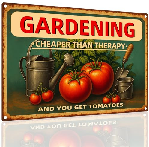 Gardening Cheaper Than Therapy Metal Sign - Humorous Garden Decor - Rustic Aluminum Wall Art 8x12 Inch (2512)