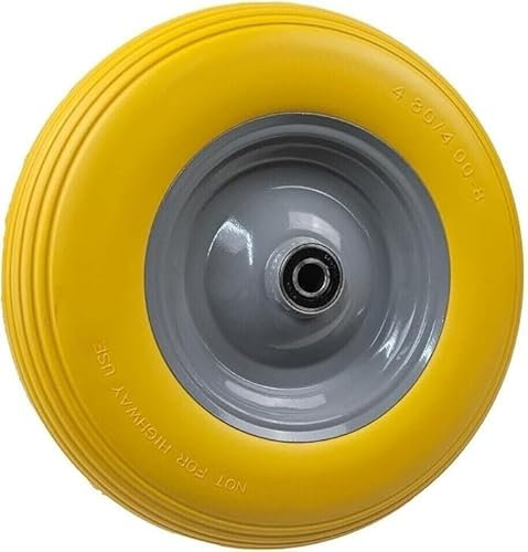 1 PU-Schubkarrenrad 4.80/4.00-8, Stahlfelge grau gepulvert, Kugellager, max.180Kg, pannensicher, Hersteller HKB, Artikel-Nr. 161820