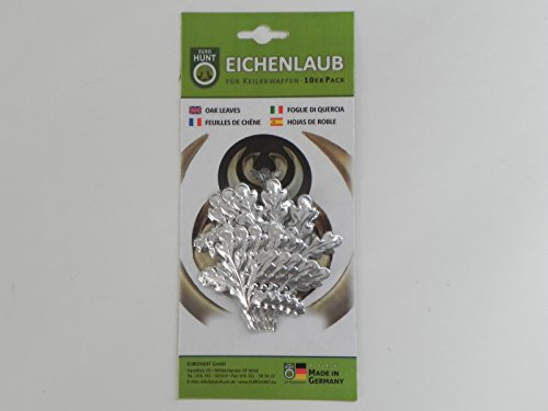 EUROHUNT - Foglia di quercia in argento per zanne di cinghiale, argento, argento, 10 pz