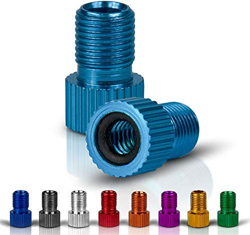 Drahtesel Fahrrad Ventil-Adapter DV & SV (Dunlop- & Französisches Ventil) auf AV (Auto-Ventil) mit Dichtring (hellblau, 2)