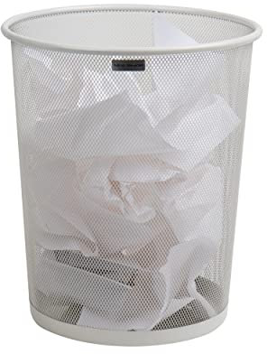 Mind Reader Garbage Waste Basket Set Papelera de Reciclaje, Cubo de Basura Redondo de Malla metálica, Color Blanco, Metal