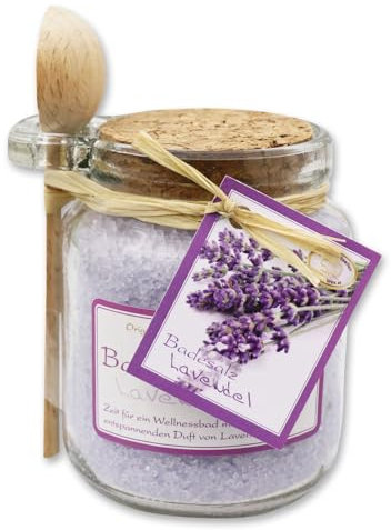 Badesalz Lavendel, 300g im Glas, von Florex, mit Löffel