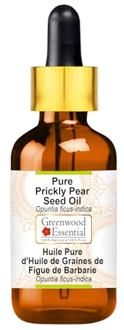 Greenwood Olio puro di fico d'India (Opuntia ficus-indica) con contagocce in vetro, qualità terapeutica naturale, 30 ml