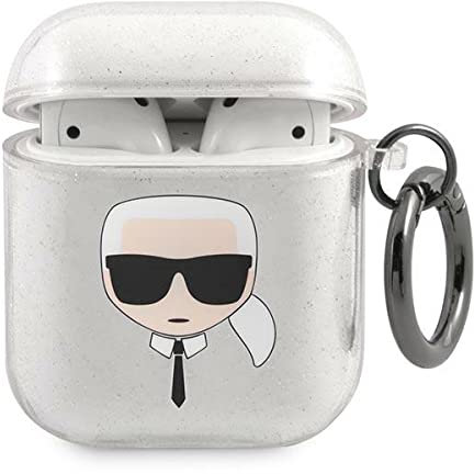 Karl Lagerfeld KLA2UKHGS Schutzhülle für AirPods, Karl-Kopf-Design, silberfarben