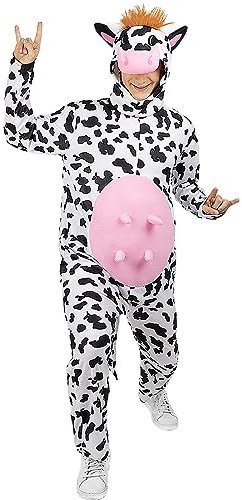 Funidelia | Disfraz de vaca para hombre y mujer Animales, Granja - Disfraz para adultos y divertidos accesorios para Fiestas, Carnaval y Halloween - Talla L - XL - Blanco