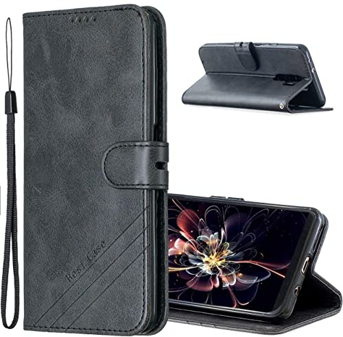 IMIRST Flip Hülle für LG Velvet Vintage Dünne Handyhülle mit Standfunktion Kartenfächern Kunstleder Tasche Flip Schutzhülle Kompatibel mit LG Velvet. HX Retro Black