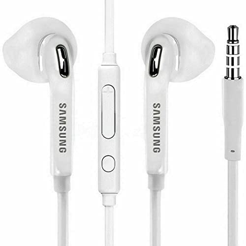 Genuine Original White Samsung EO-EG920BW In Ear Headphones/Stereo Headset/Handsfree Kit/Hybrid Headphones 3.5mm With Tangle-Free Flat Cable Including Mic For Samsung Devices.