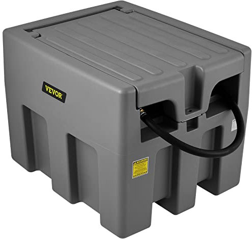 VEVOR Tanque de Diésel Portátil de Polietileno Tanque de Combustible Diésel de 58 Galones con Bomba de Transferencia de 12 V Almacenamiento de Diesel Gris Flujo Máximo de 10,6 GPM para Camión Tractor