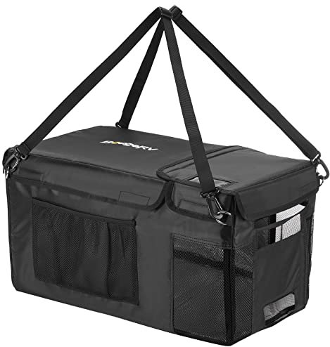 BougeRV Bolsa Protectora para Nevera CRPRO 20, Funda Aislante 600D Solo para Nevera CRPRO 20L (Nevera No Incluida), con Compartimentos de Almacenamiento, 60x31x33 cm
