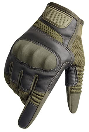 KANGYEBAIHUODIAN Motorrad-Rennhandschuhe Touchscreen Hard Knuckle Taktische Handschuhe Outdoor-Klettern Schießen Paintball Vollfinger-Handschuh (Color : Army Green, Size : L)