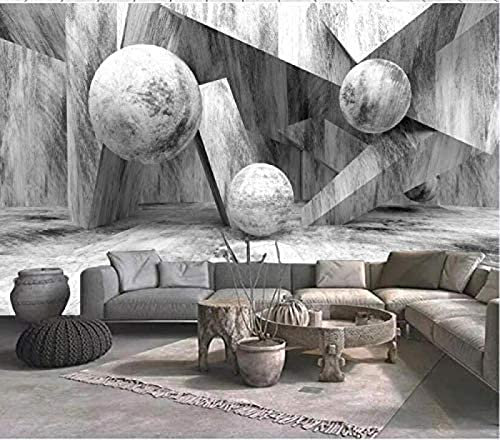 DEKii 3D-Fototapete Kugel 3D-Kugel Stein Zement Wandhintergrund Tapete Schlafzimmer Büro Flur Dekorative 3D-Tapete Wohnkultur Kleister Die Fototapete